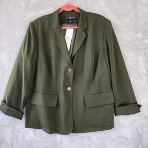 Josephine Chaus Silk Blazer Womens Size 18W Jacket Reed Olive Green 100% NWT